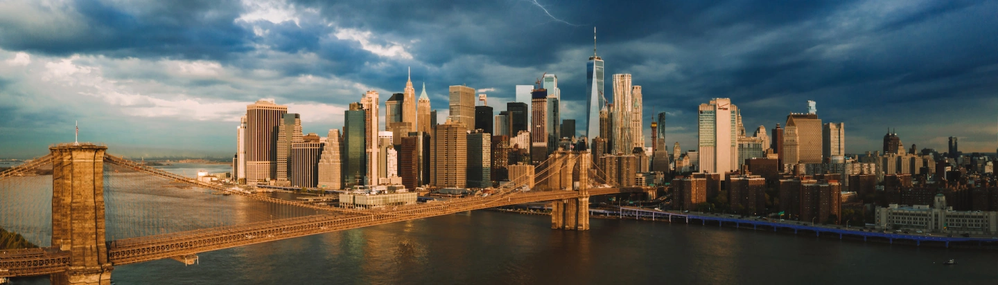 NYC cityscape with storm approaching